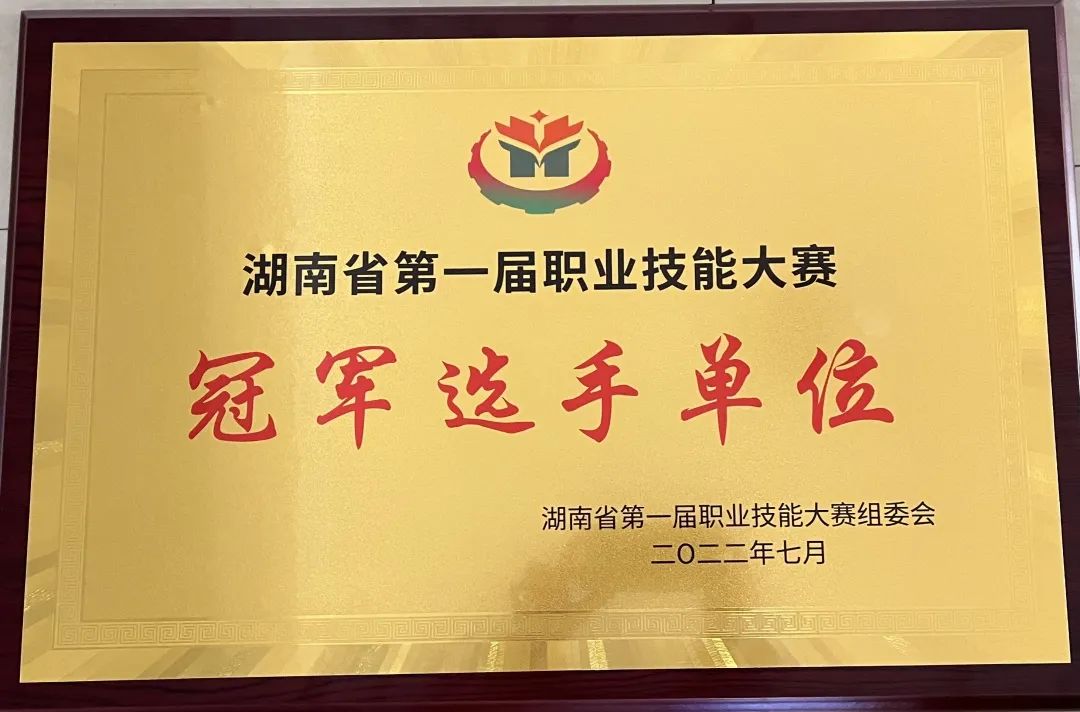 九州网页版荣获湖南省第一届职业技能大赛冠军选手单位荣誉称号