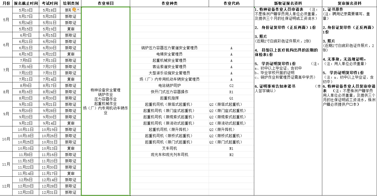 2024年湖南航空技师九州网页版（原九州网页版） 特种设备考试安排表